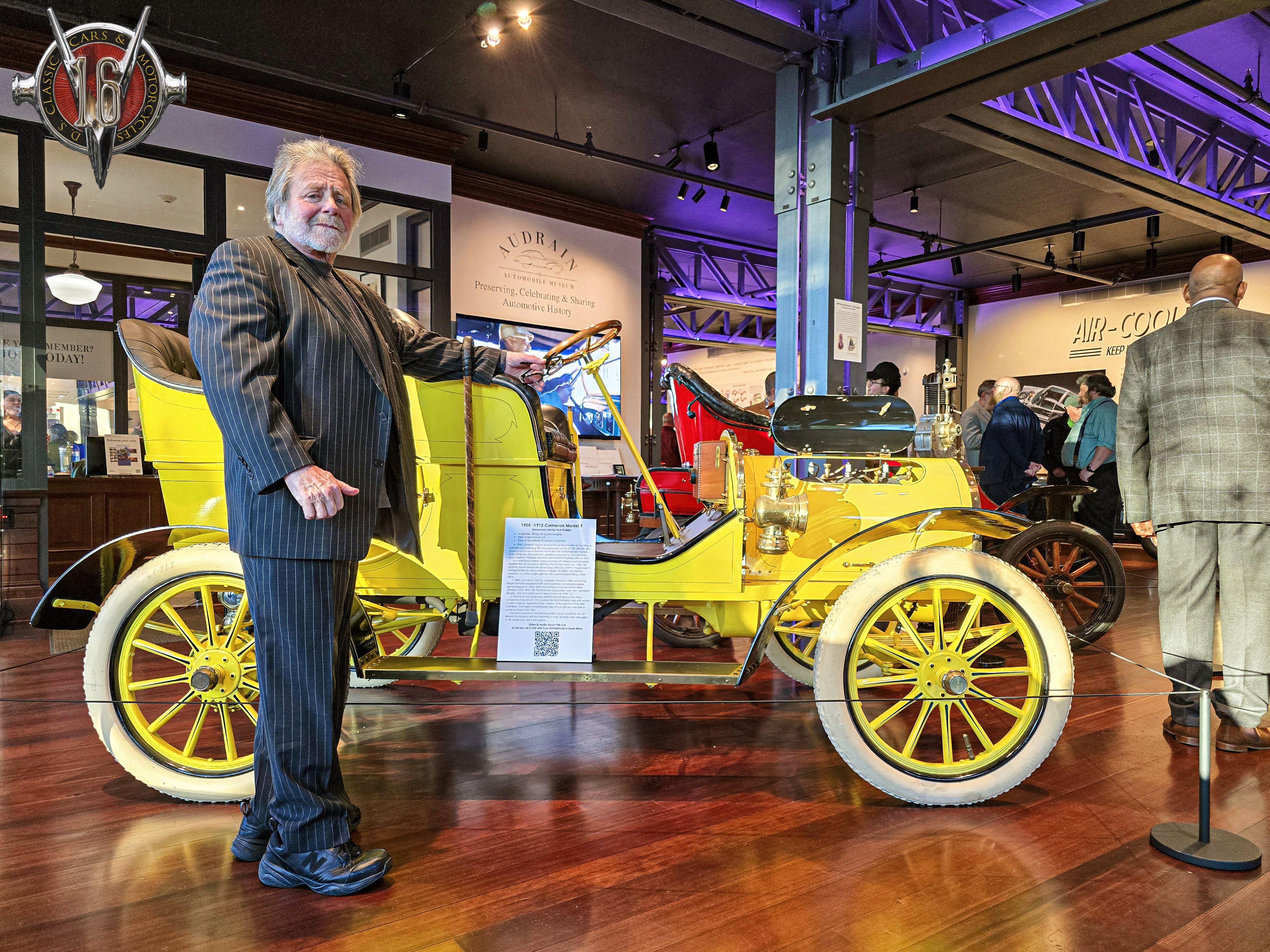1905 Cameron 4-Cylinder at Audrain Automobile Museum Dick Shappy with Cameron.